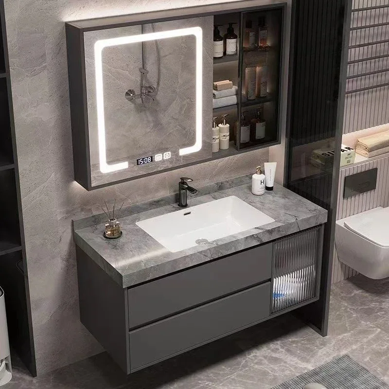 Home Bathroom Vanity Combo - Lüks Banyo Dolabı, Seramik Lavabo, Ayna,