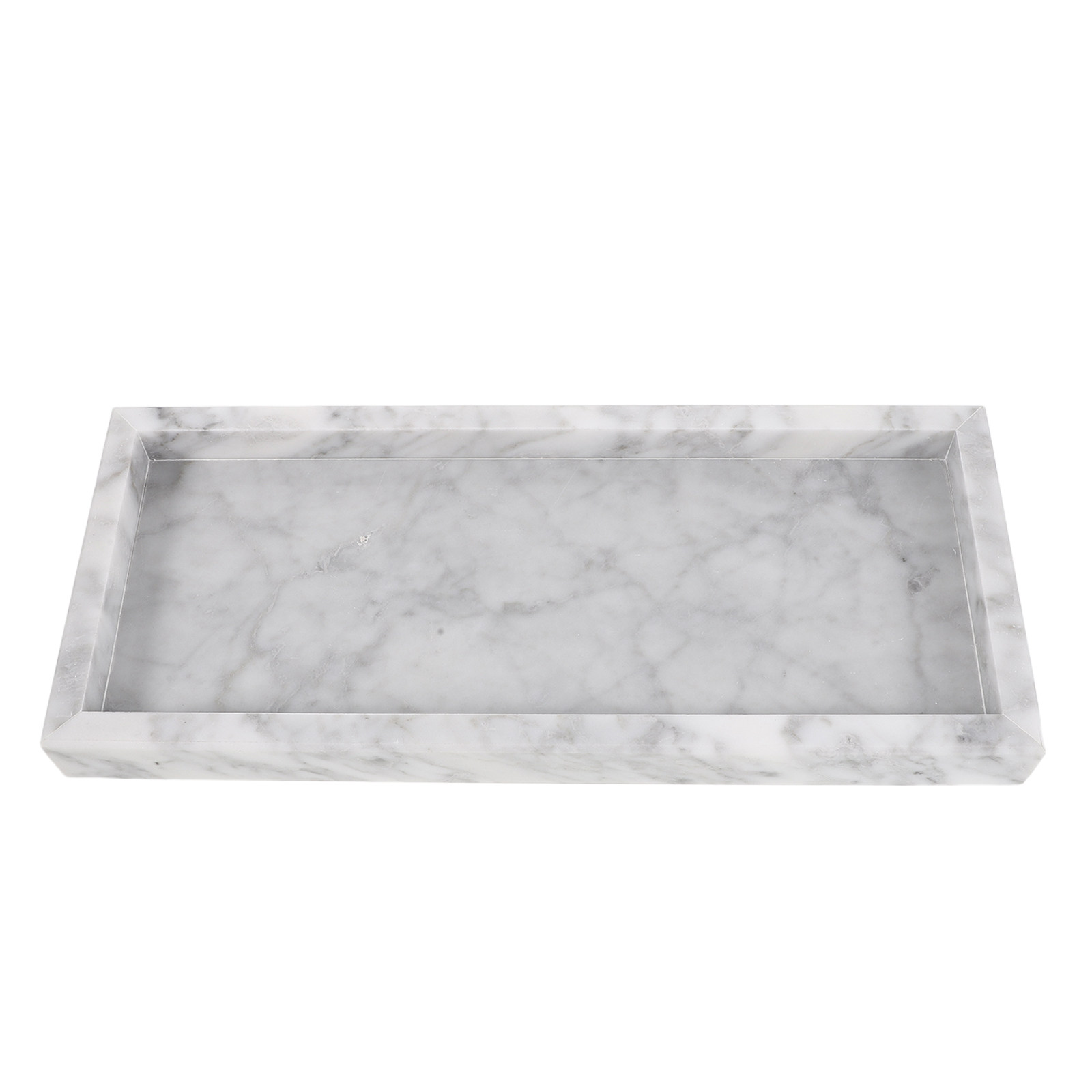 Home Bathroom Organizer - 12x5 Dikdörtgen Mermer Tepsi, Makyaj Malzemeleri