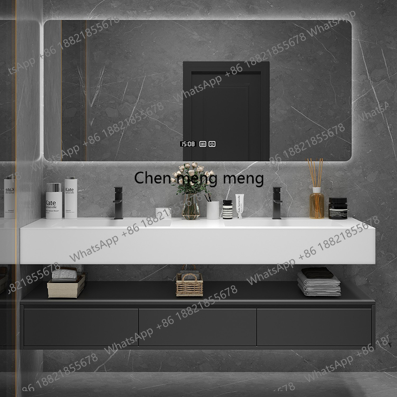 Home Bathroom Vanity Combo - Siyah Aydınlatmalı Raf Banyo Dolabı Organizatörü