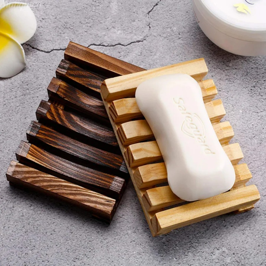Home Essentials Bathroom Storage - Doğal Bambu Sabunluk, Ahşap Drenaj Rafı
